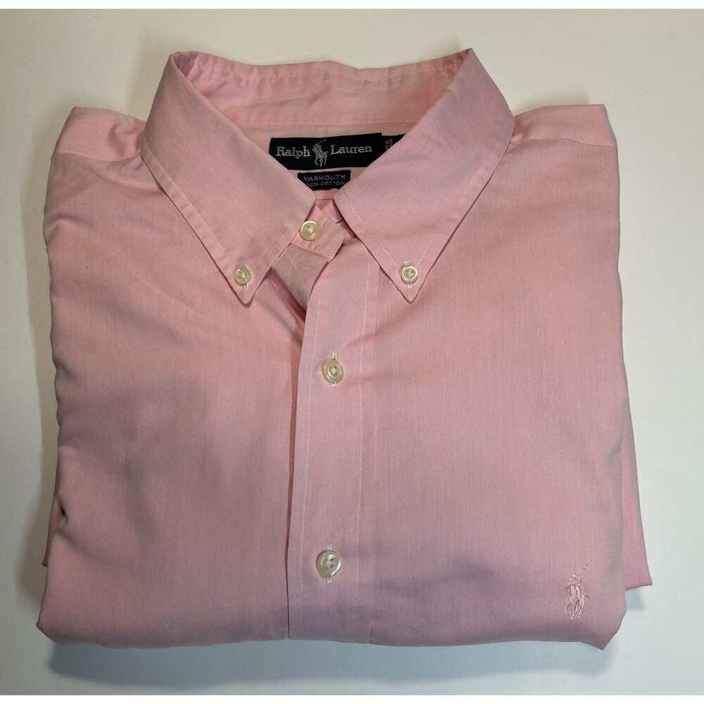 Polo Ralph Lauren Men’s Pink Button Down Dress Shirt Size XXL 18/37 100% cotton